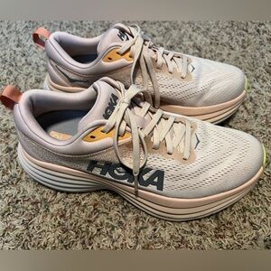 Hoka W Bondi 8 Cream/Vanilla Womens 8.5B